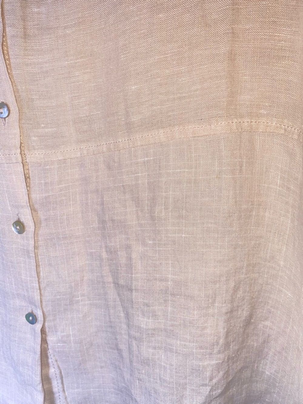 Tahari 100% Linen Button Down Shirt Cream Beige Neutral Size M — NWT - Picture 7 of 7